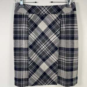 Brooks Brothers 100% Wool Plaid Wrap Mini Skirt Size 6